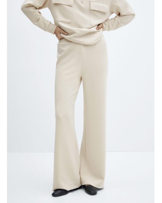 Mango White High Waisted Trousers