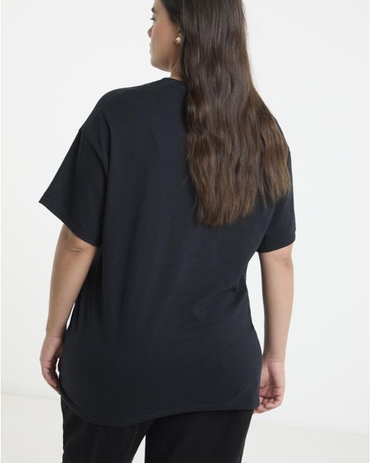Simply Be Blue Check Star Graphic Oversized T-Shirt