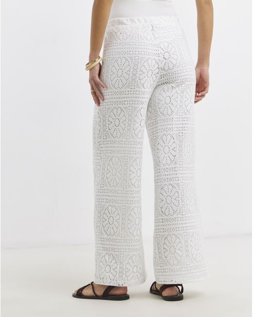 Pieces White Bonnie High Waist Jersey Trousers