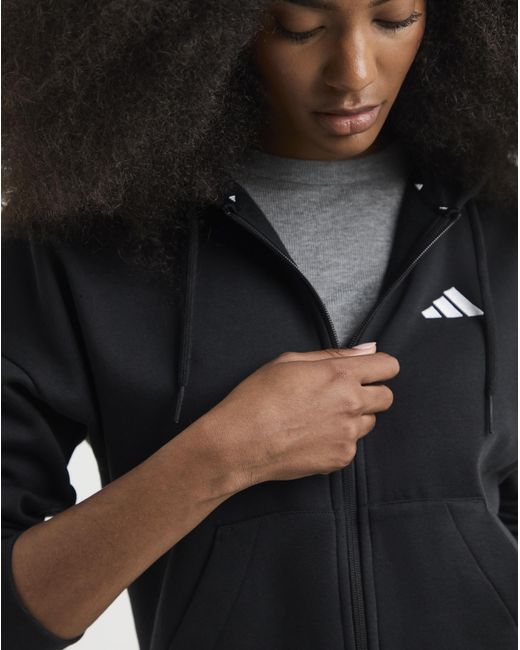Adidas Black 3 Stripes Fleece Hoodie