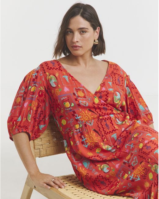 Simply Be Red Crinkle Wrap Dress