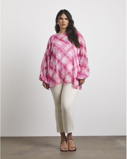 Joanna Hope Pink Check Print Blouse