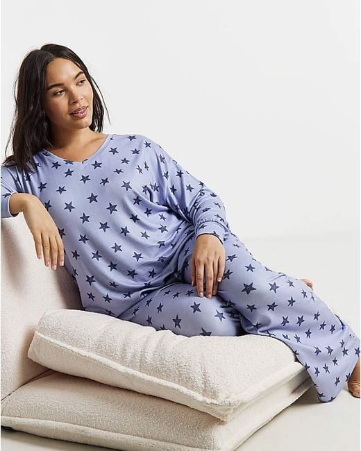 Pretty Secrets Blue Star Soft Knit Lounge Set