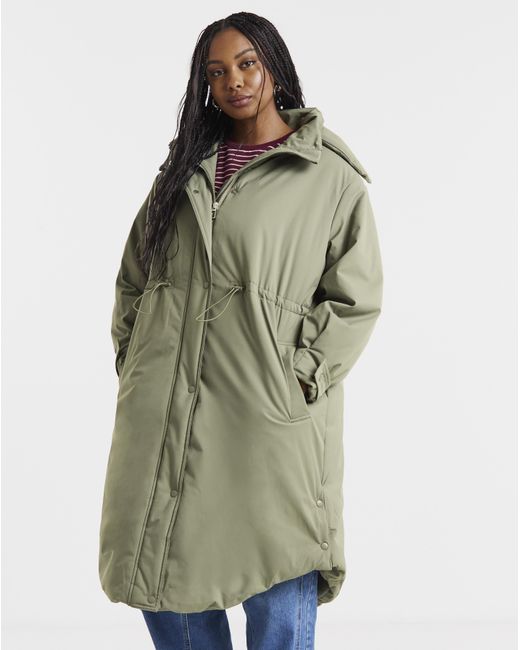 Simply Be Green Fleece Lined Padded Parka Coat