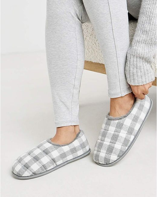 JD Williams Gray Checkered Full Slipper Wide
