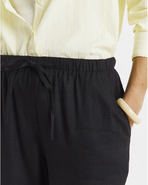 Simply Be Black Linen Mix Tapered Trousers