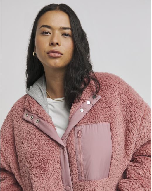 Simply Be Multicolor Teddy Button Through With Nylon Pocket