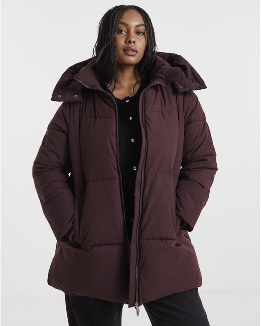 Simply Be Brown Longline Padded Coat