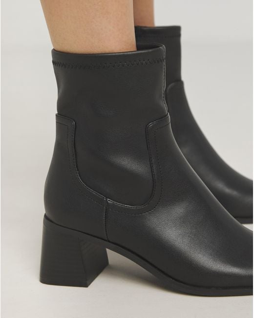 Simply Be Black Block Heel Stretch Ankle Boots Wide