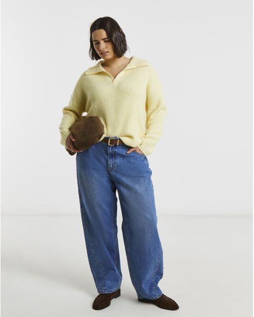 Simply Be Natural Collared Rib Jumper