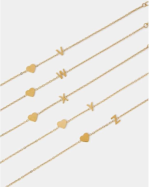 Accessorize Metallic Ss Heart Initial Bracelet