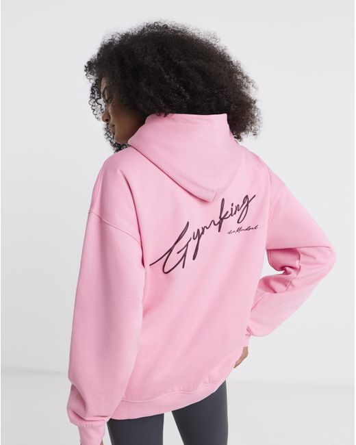 Gym King Pink Script Mindset Hoodie