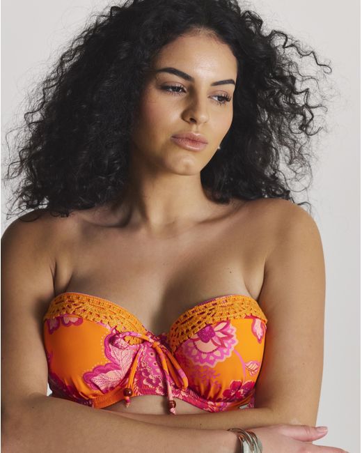 Figleaves Orange Underwired Bandeau Bikini Top