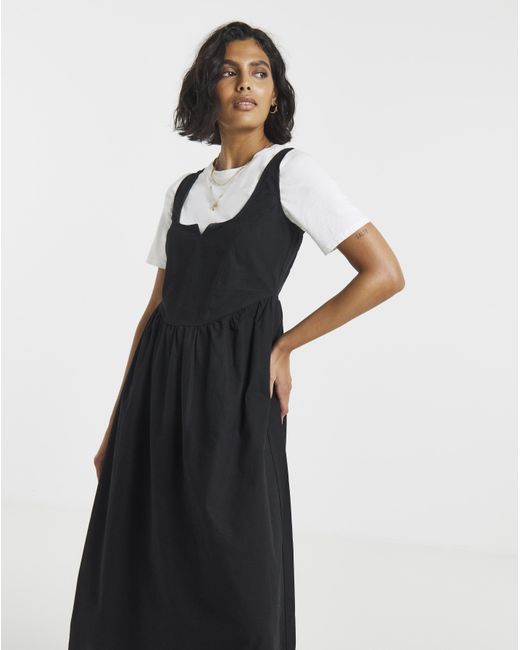 Simply Be Black Seamed Detail Utility Midi Dress
