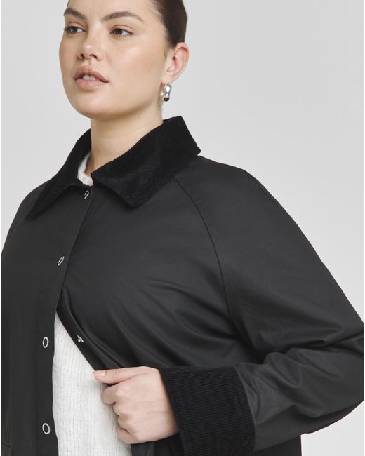 Simply Be Black Cord Collar Waxed Jacket