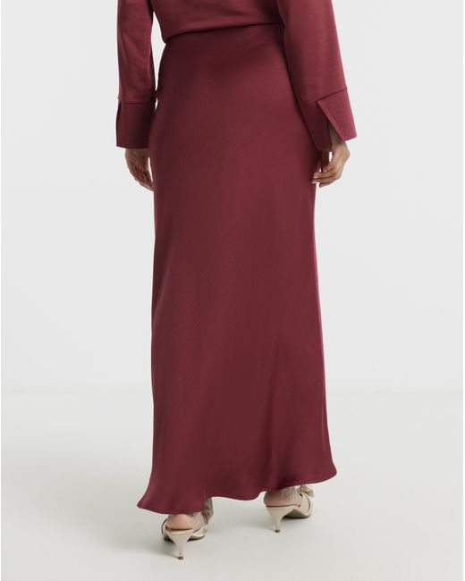Flounce London Red Satin Maxi Skirt