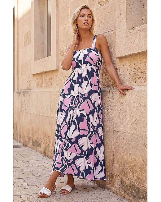 Roman Blue Roman Floral Strappy Maxi Dress