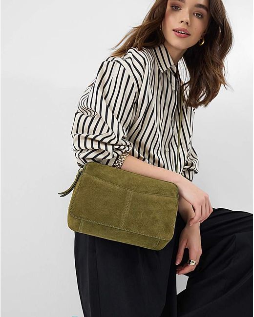 Accessorize Green Double Zip Suede Camera Bag