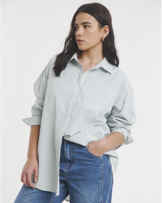 Simply Be Blue Mixed Stripe Shirt