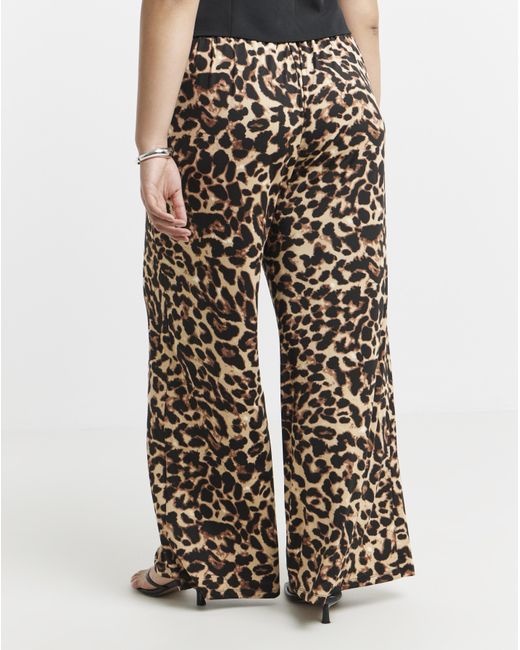 Vila Multicolor Leoa Leopard Print Wide Trouser