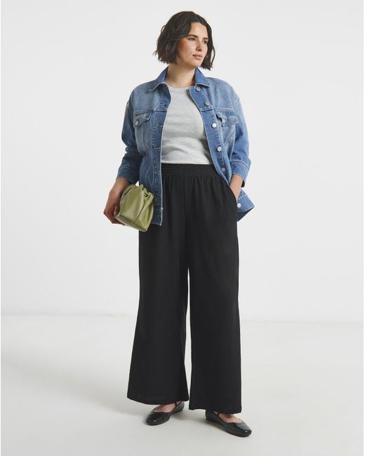 Simply Be Blue Jersey Textured Wide Leg Trousers