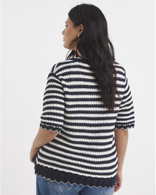 Simply Be Black Stripe Short Sleeve Frill Cardigan