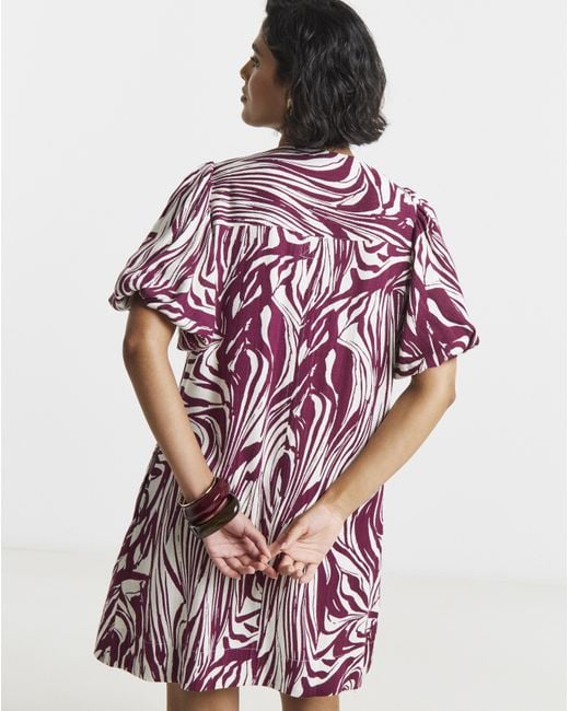 Simply Be Multicolor Printed Linen Button Up Shift Dress