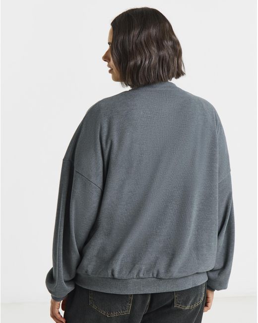 Simply Be Blue Cut & Sew Zip Up Bomber Jacket