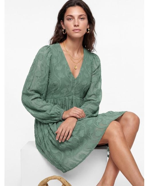 Lovedrobe Green Floral Burnout Mini Dress