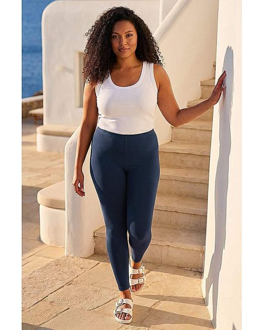 Roman Curve White Stretch Plain Leggings