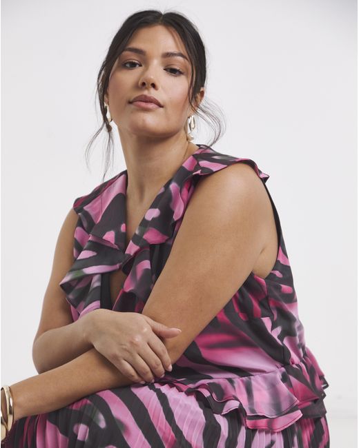 Joanna Hope Purple Printed Pleated Dress