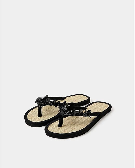 Accessorize White Embellished Flip Flops