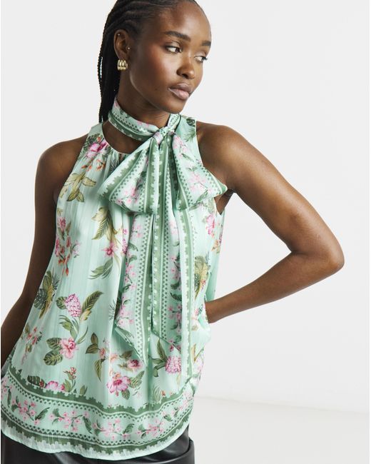 Joanna Hope Multicolor Halter Neck Drape Blouse