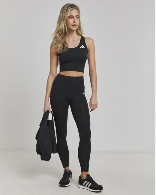 Adidas Black Train Essentials 3 Stripes Tank