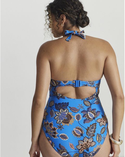 JD Williams Blue Boho Underwired Plunge Swimsuit