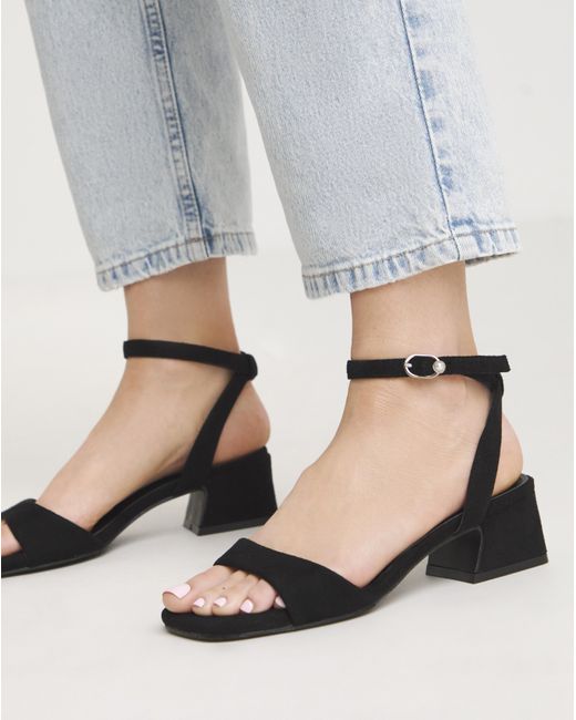 Simply Be Blue Barely There Low Block Heel Standard