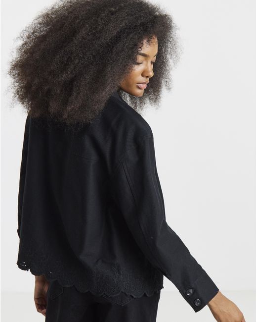 Simply Be Black Sbe Broderie Cropped Jacket