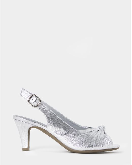 JD Williams Gray Knotted Peep Toe Heel Wide
