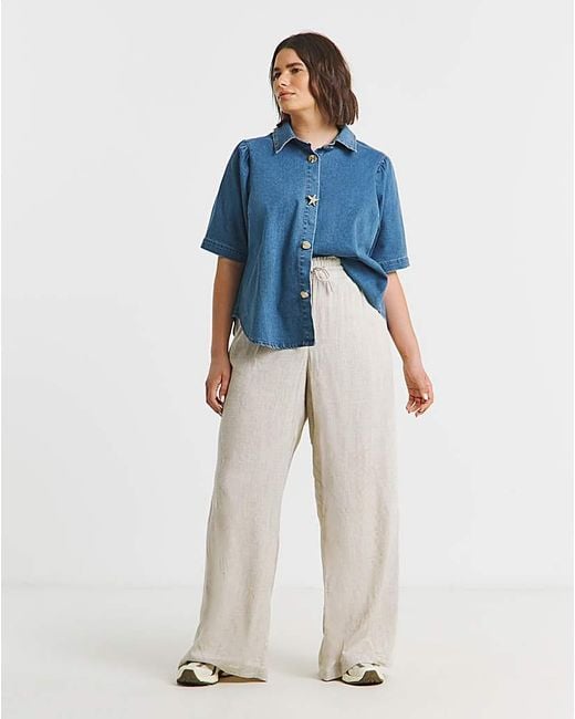 Simply Be Blue Button Denim Blouse