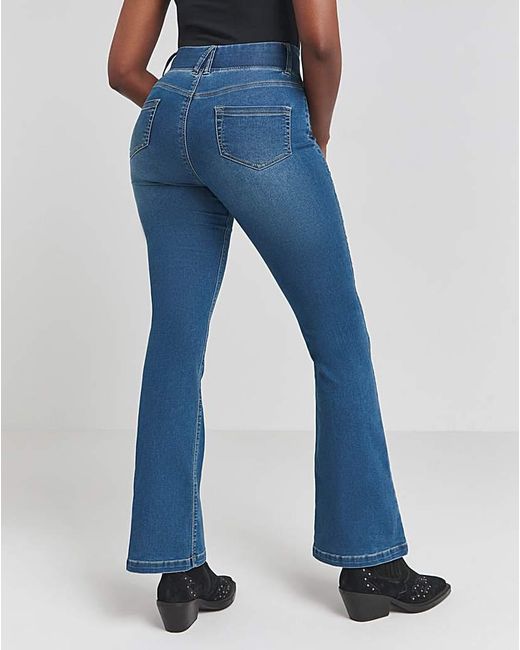 Simply Be Blue Flared Pull On Jeggings