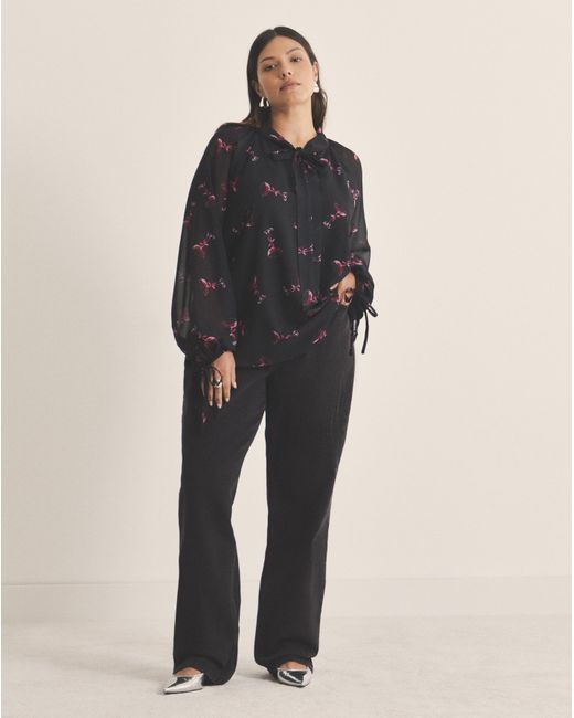 Simply Be Black Georgette Pussy Bow Blouse