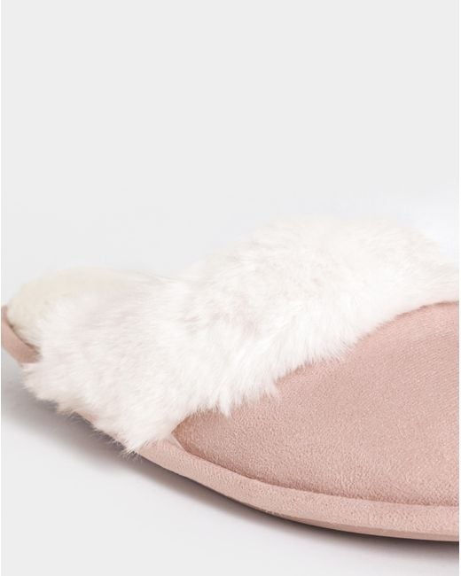 Simply Be Pink Closed Toe Mule Slippers Wide