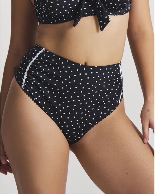 Figleaves Black Spot High Waist Bikini Bottoms