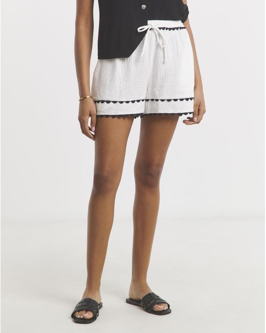 Simply Be White Tie Waist Cheesecloth Shorts