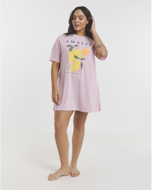 Simply Be Pink Amalfi Print Value T-Shirt Nightie