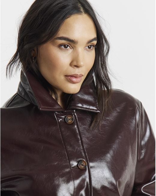 Simply Be Brown Lacquer Trucker Jacket