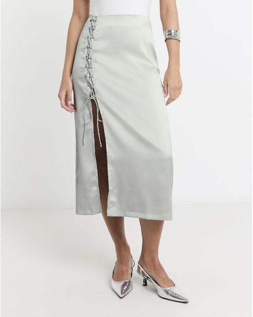 Simply Be White Premium Stretch Satin Midaxi Skirt