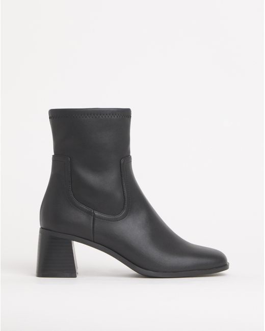 Simply Be Black Block Heel Stretch Ankle Boots Wide