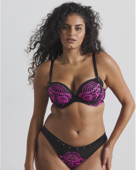 Ann Summers Brown Seductive Plunge Bra Blk/Pnk