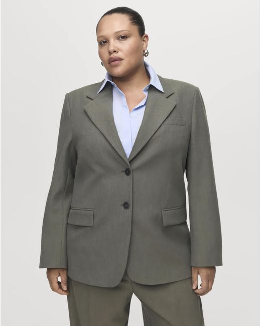 Mango Gray Blazer With Flap Pockets